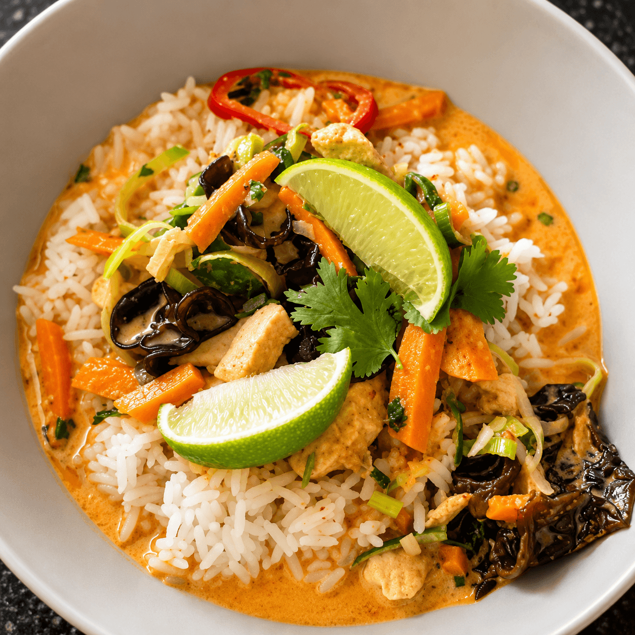 Curry thaï rouge au poulet tout juste sorti du wok ♥ Découvrez-le ...